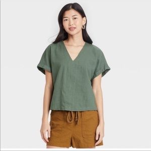 Universal Thread Linen V-Neck Blouse